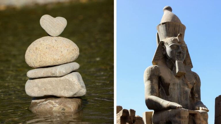 coração de pedra e estátua de Faraó